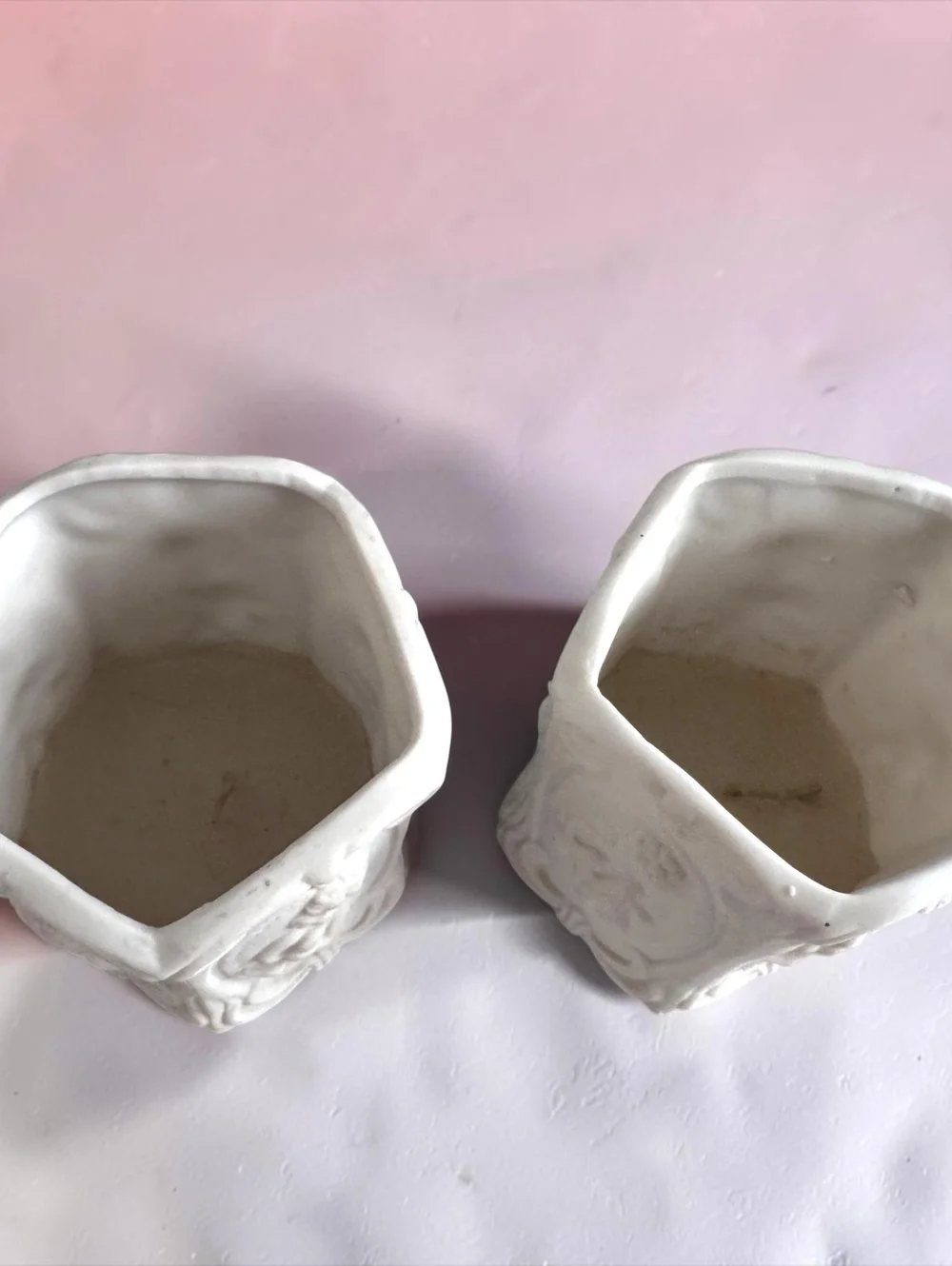 Vintage Homco White Ceramic Cherub Candle Holders Mid-Century Japan Matched Pair